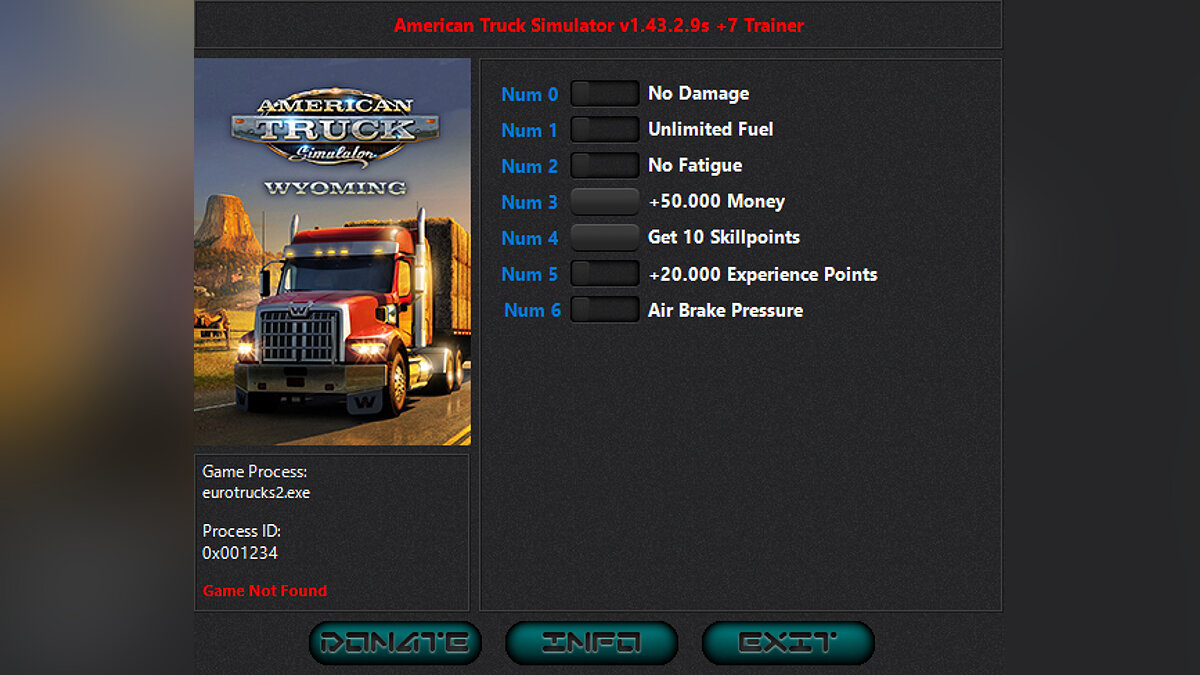 American Truck Simulator — Trainer (+7) [1.41.1.61s - 1.43.2.27]