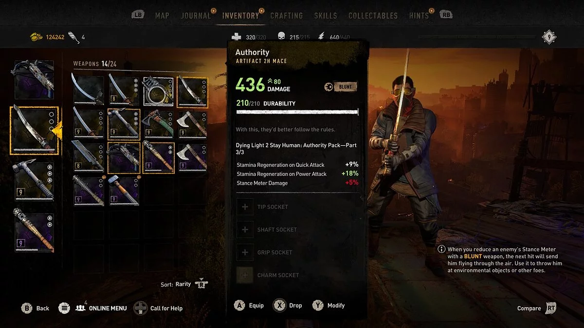 Dying Light 2 Stay Human — Оружие из DLC уровня артефакт