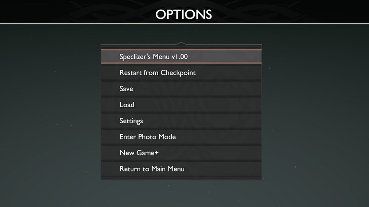 God of War — Mods menu