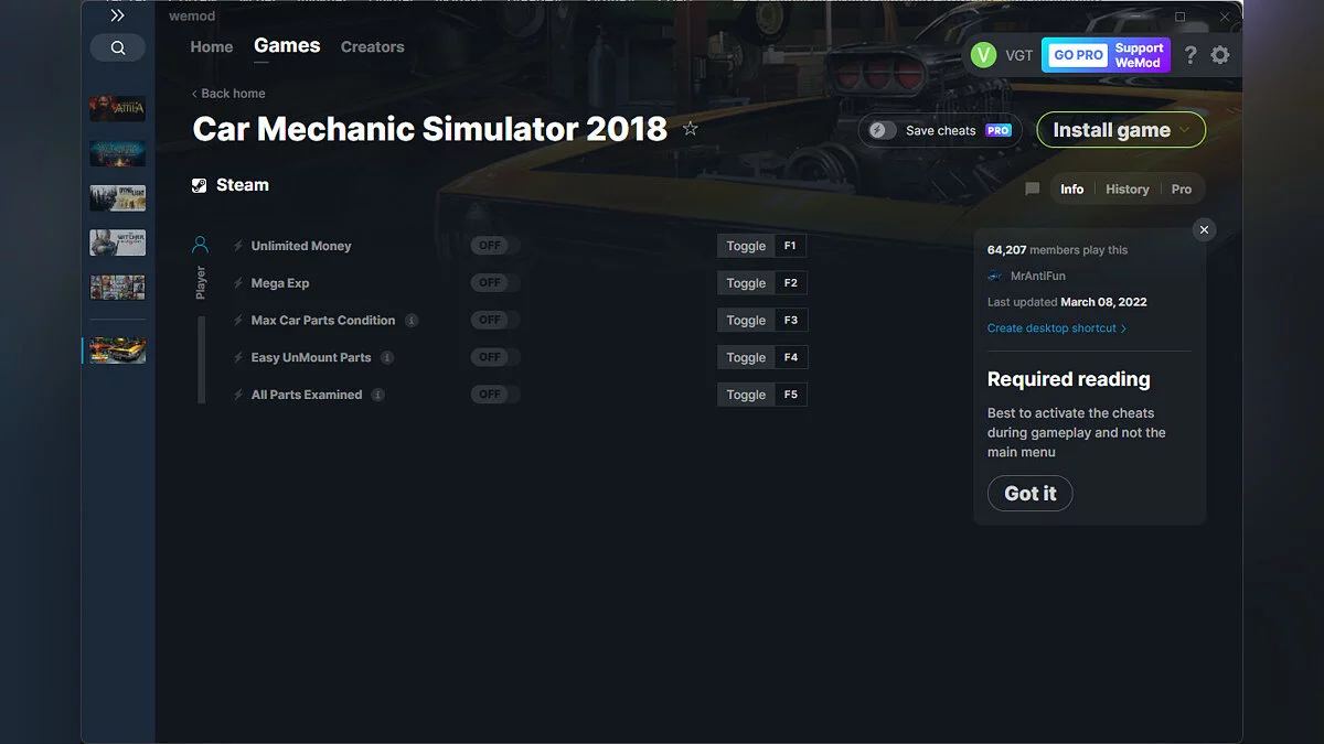 Car Mechanic Simulator 2018 — Trainer (+5) from 03/08/2022 [WeMod]