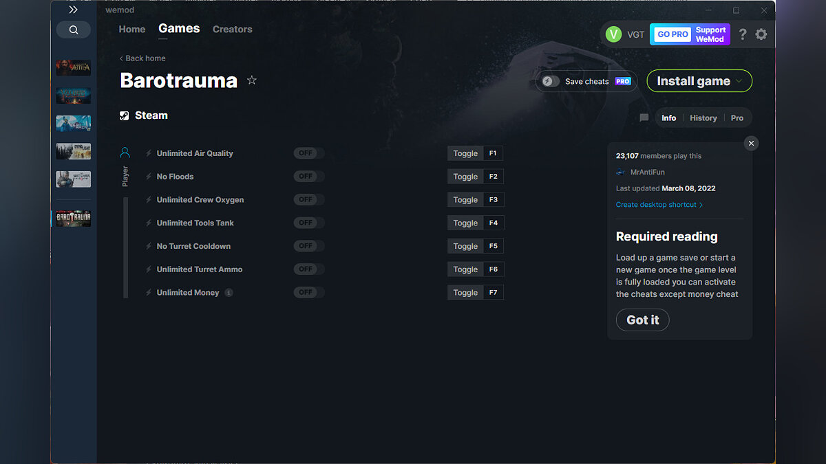 Barotrauma — Trainer (+7) from 03/08/2022 [WeMod]