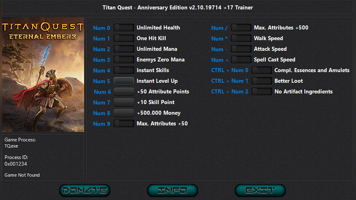 Titan Quest Anniversary Edition — Trainer (+17) [2.10.19520 - 2.10.19934: Fixed]