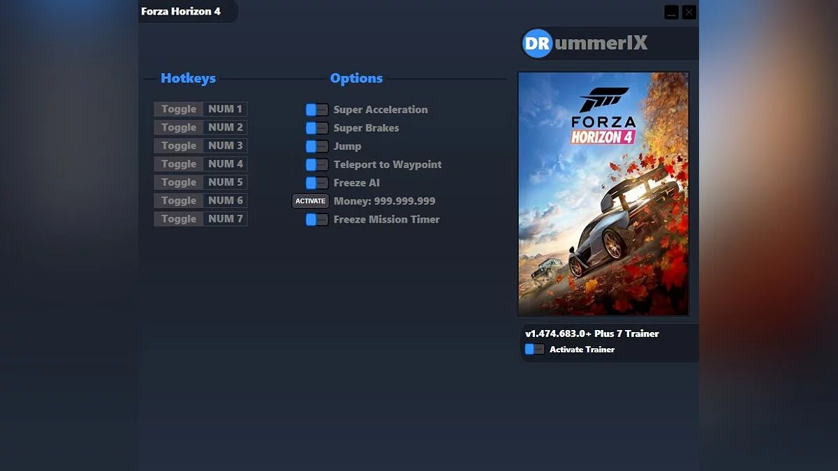 Forza Horizon 4 — Trainer (+7) [Game Version: v1.474.683.0+][Fix]
