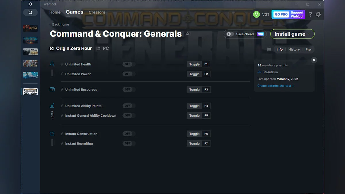 Command &amp; Conquer: Generals - Zero Hour — Entrenador (+7) del 17/03/2022 [WeMod]