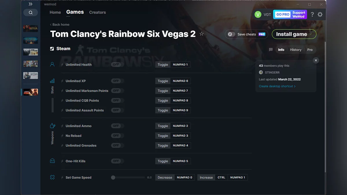 Tom Clancy&#039;s Rainbow Six: Vegas 2 — Trainer (+10) from 03/22/2022 [WeMod]