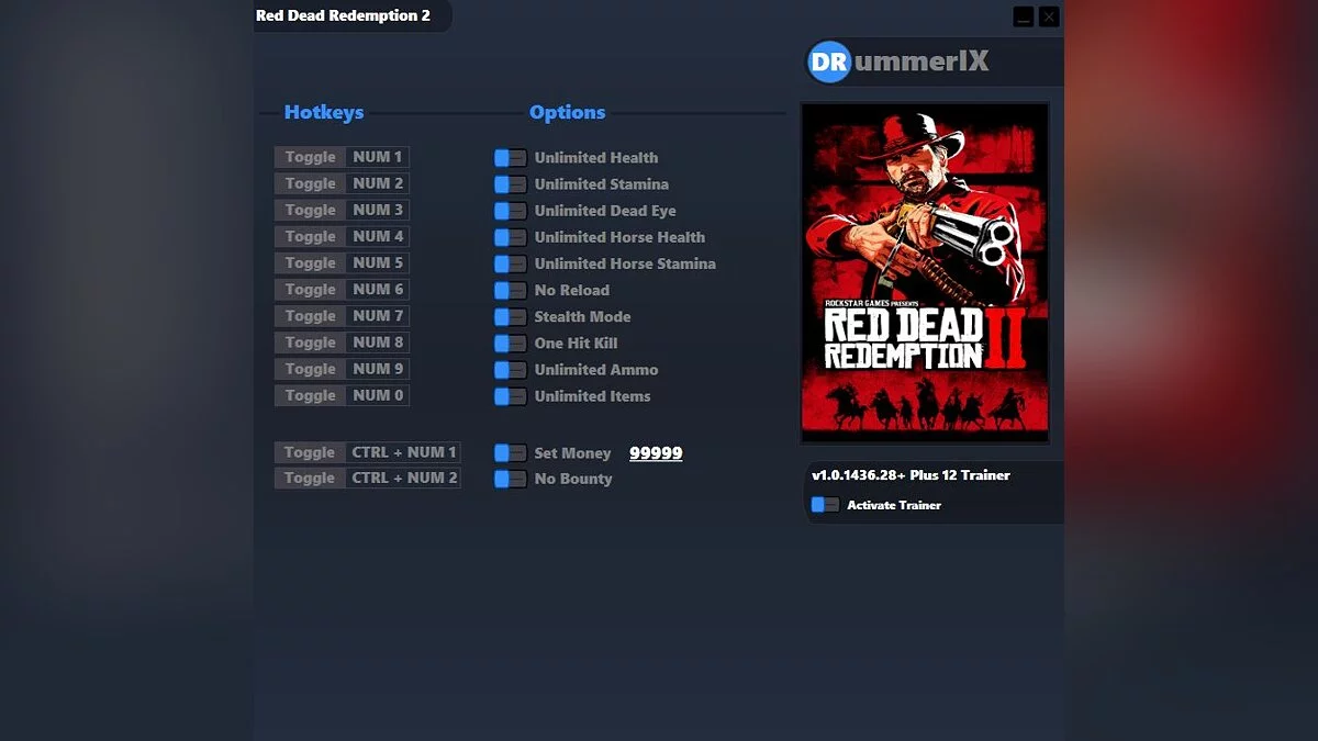 Red Dead Redemption 2 — Trainer (+12) [Game Version: v1.0.1436.28+]