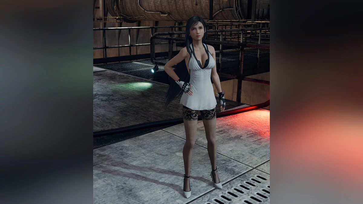 Final Fantasy VII Remake — Простое белое платье и чулки для Тифы