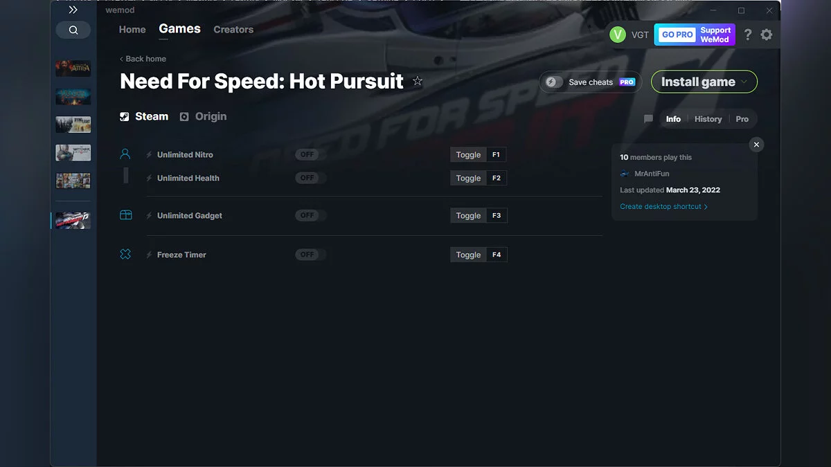 Need for Speed: Hot Pursuit (2010) — Entrenador (+4) del 23/03/2022 [WeMod]