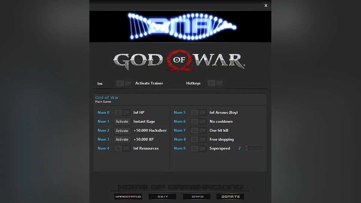 God of War — Entrenador (+10) [1.0.456.2782 V2]