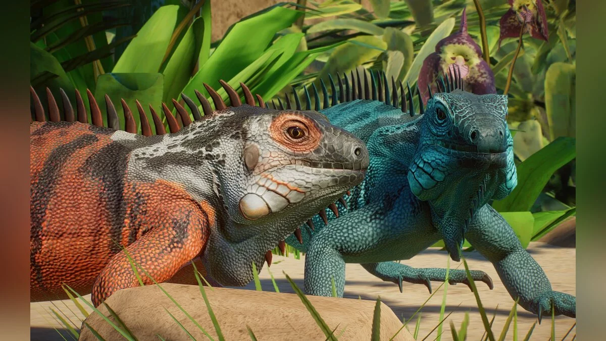 Planet Zoo — New species - green iguana (axanthic and fiery morphs)