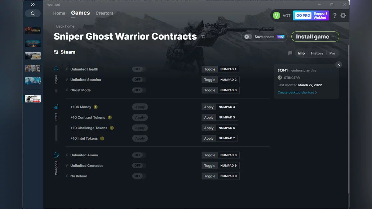 Sniper Ghost Warrior Contracts — Entrenador (+10) del 27/03/2022 [WeMod]