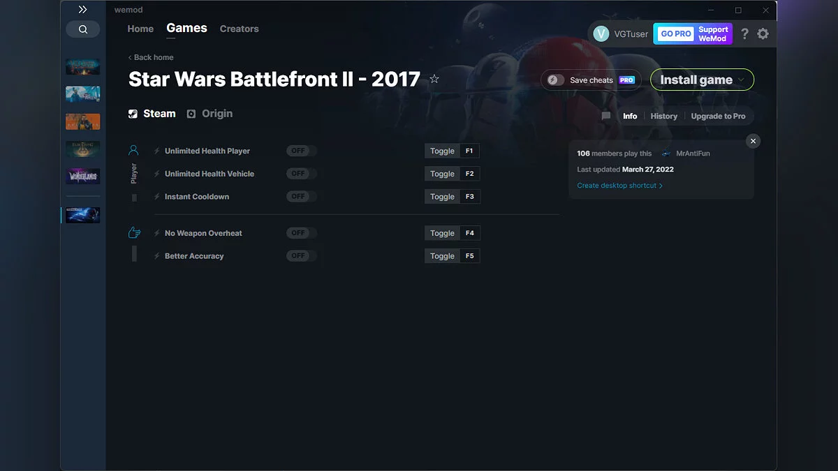 Star Wars: Battlefront 2 — Trainer (+5) from 03/27/2022 [WeMod]