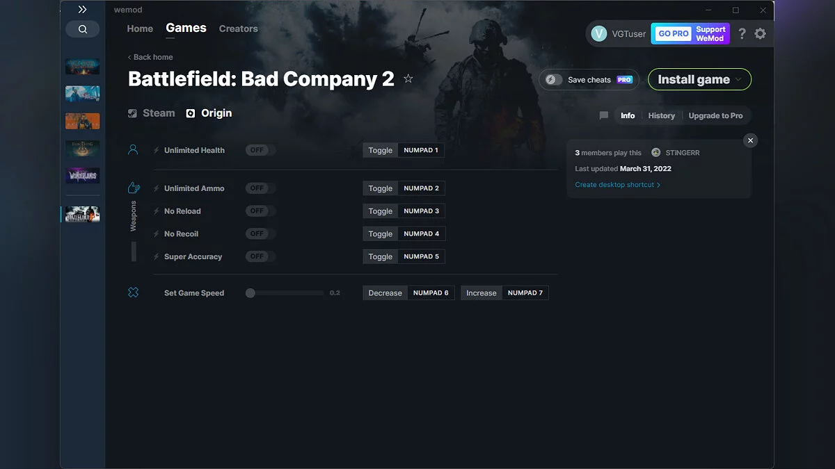 Battlefield: Bad Company 2 — Entrenador (+6) del 31/03/2022 [WeMod]