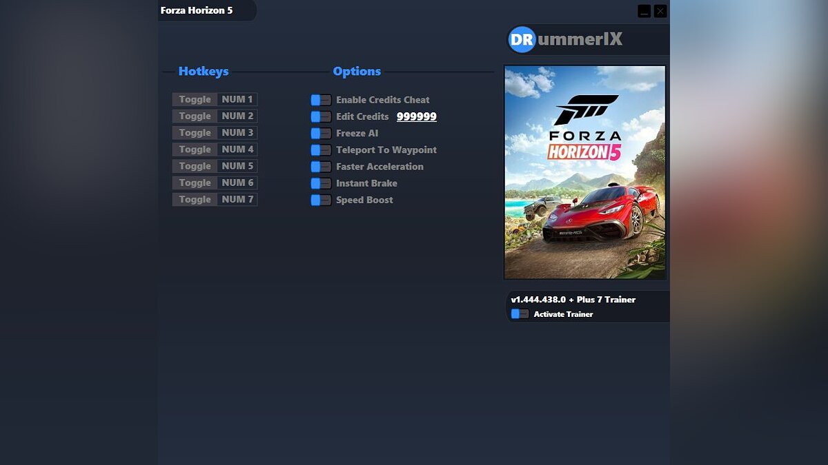 Forza Horizon 5 — Trainer (+7) [Game Version: v1.444.438.0+]