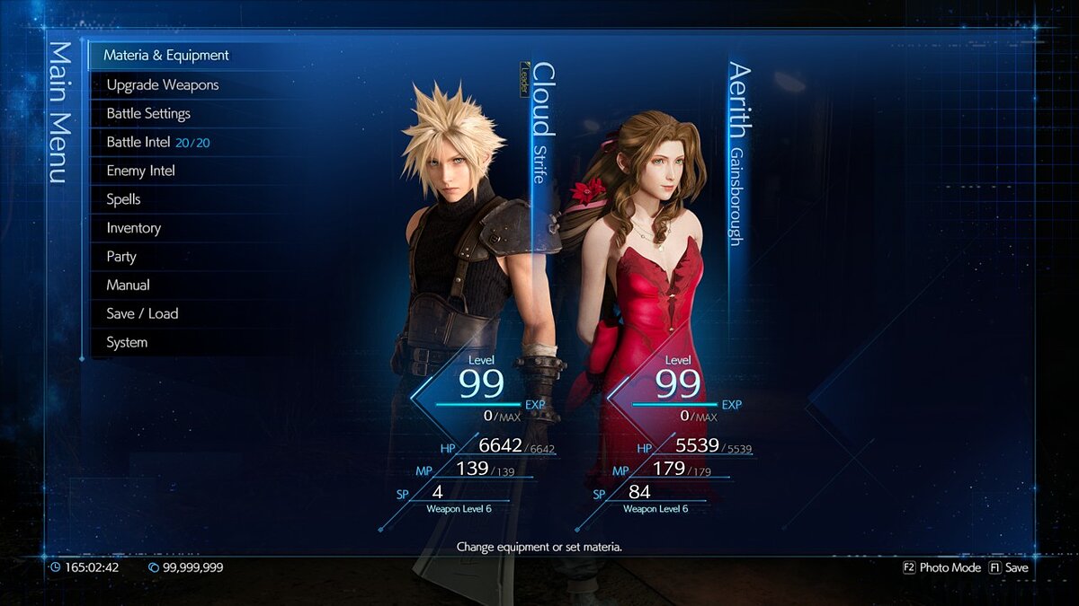 Final Fantasy VII Remake — Menu with Iris in a sexy dress