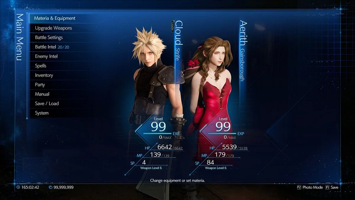 Final Fantasy VII Remake — Menu with Iris in a sexy dress