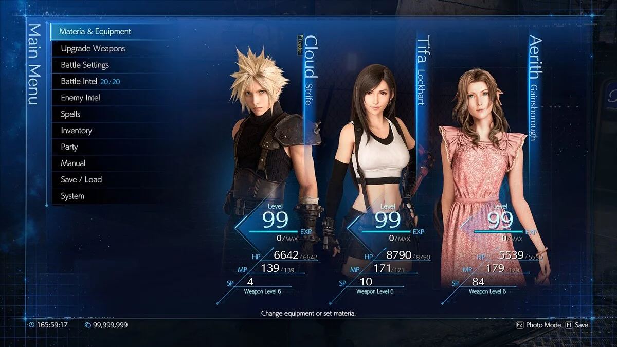 Final Fantasy VII Remake — Iris con un vestido barato en el menú.