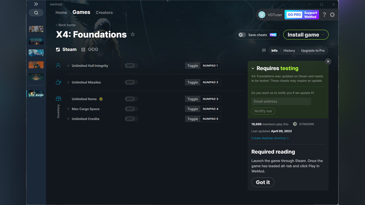 X4: Foundations — Trainer (+5) from 04/09/2022 [WeMod]