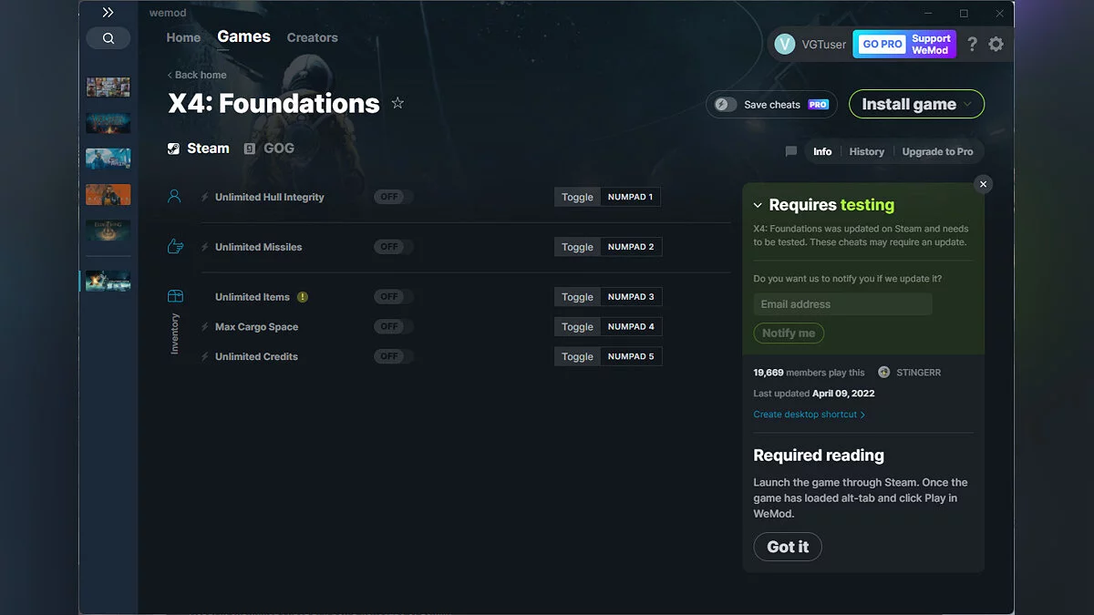 X4: Foundations — Trainer (+5) from 04/09/2022 [WeMod]