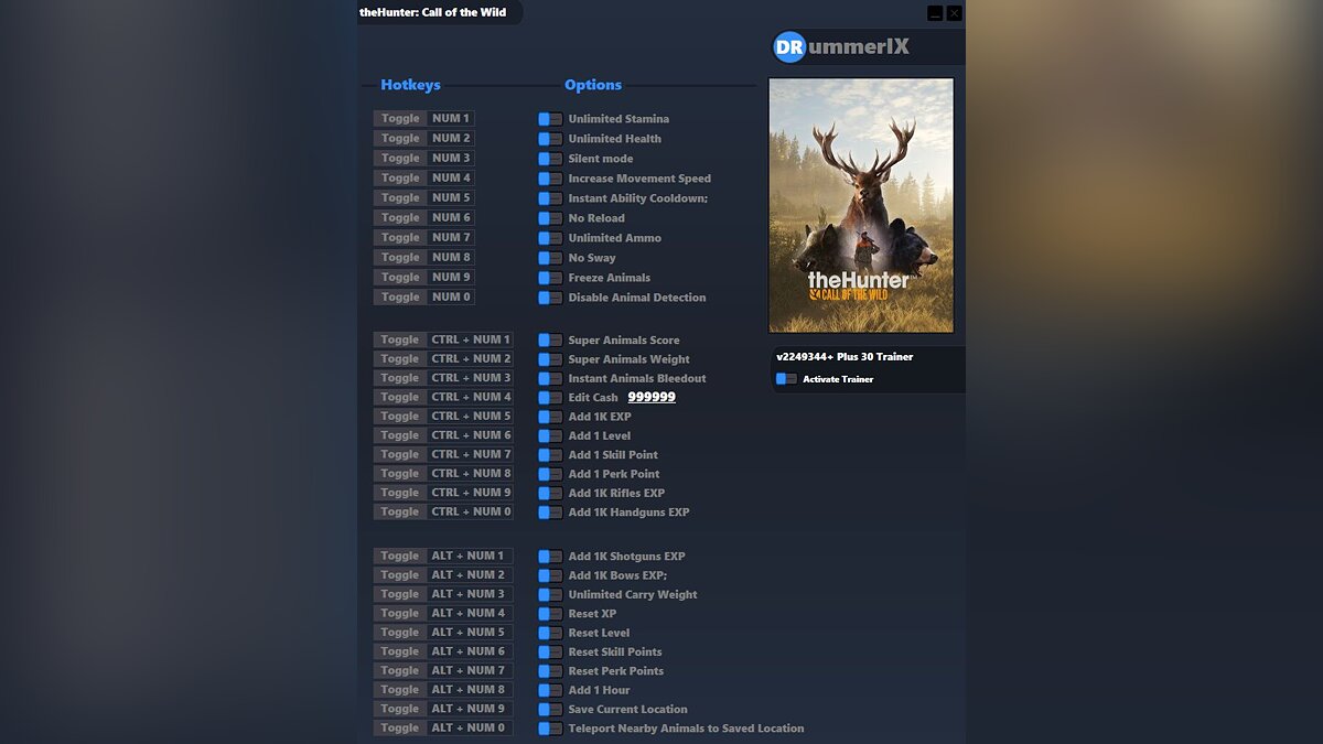 theHunter: Call of the Wild — Trainer (+30) [Game Version: v2249344+]