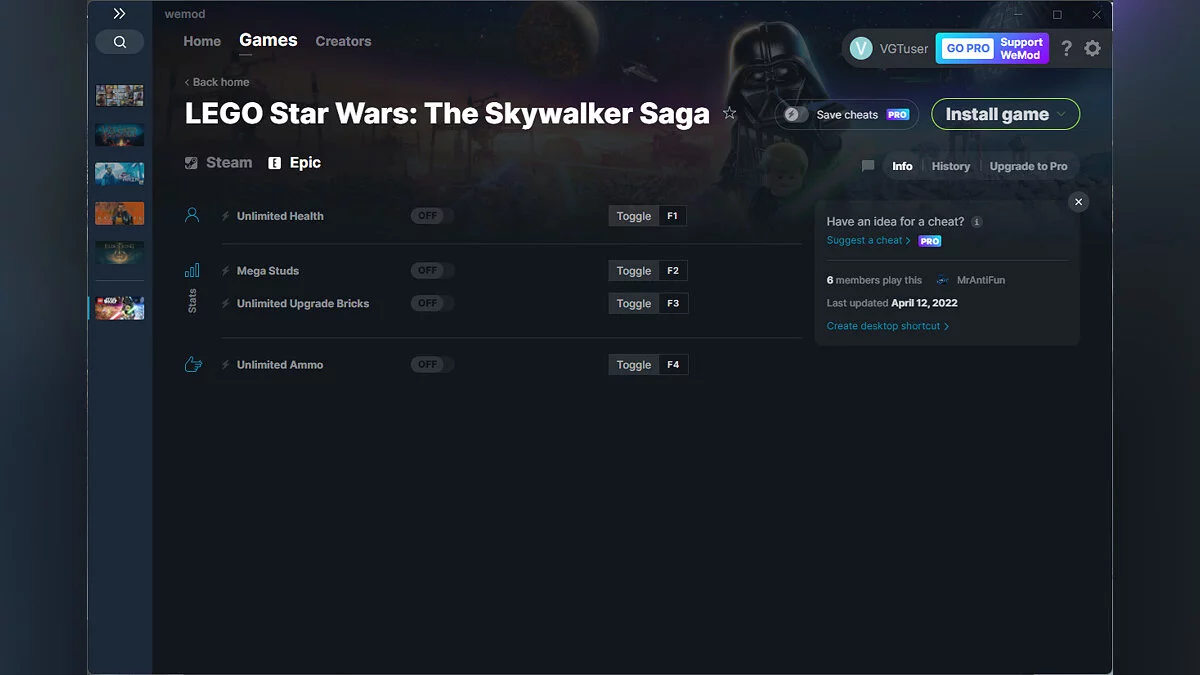 Lego Star Wars: The Skywalker Saga — Trainer (+4) from 04/12/2022 [WeMod]