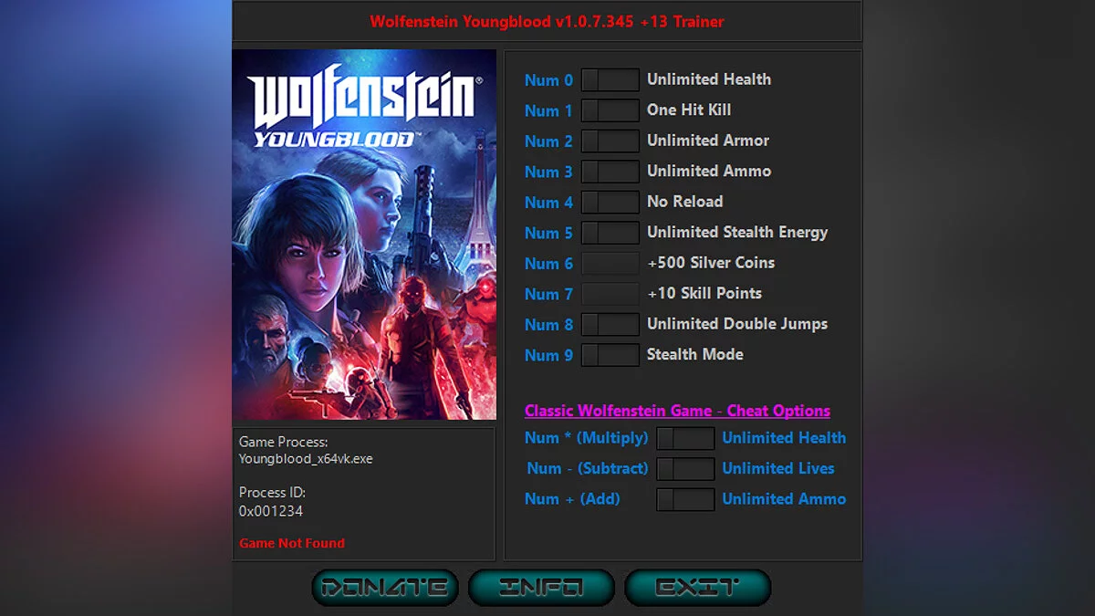 Wolfenstein: Youngblood — Trainer (+13) [1.0.7.345]