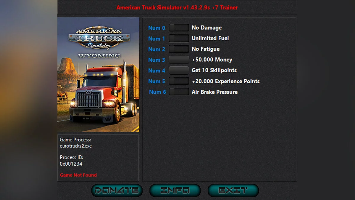 American Truck Simulator — Trainer (+7) [1.41.1.61s - 1.43.3.33]