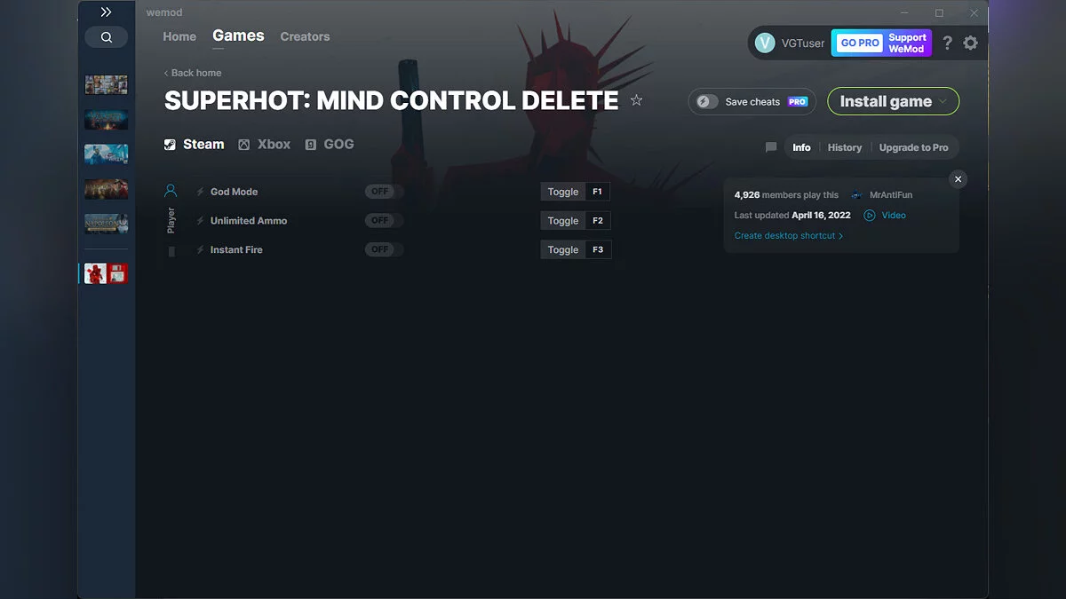 Superhot: Mind Control Delete — Trainer (+3) from 04/16/2022 [WeMod]