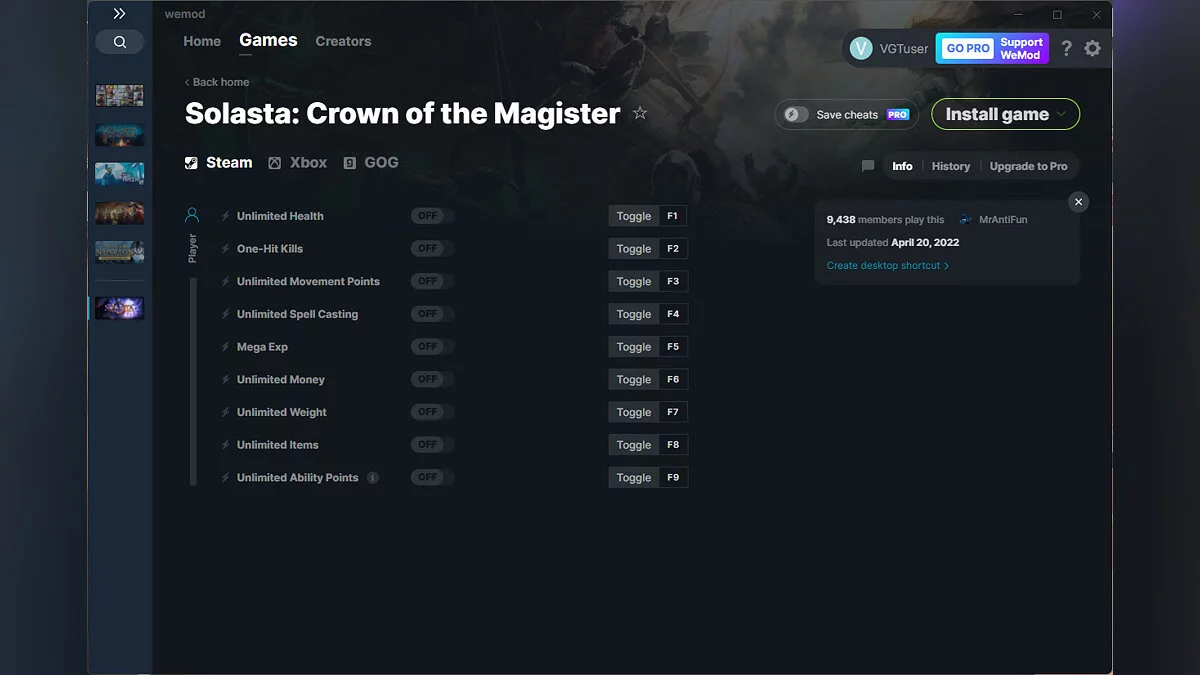 Solasta: Crown of the Magister — Entrenador (+9) del 20/04/2022 [WeMod]