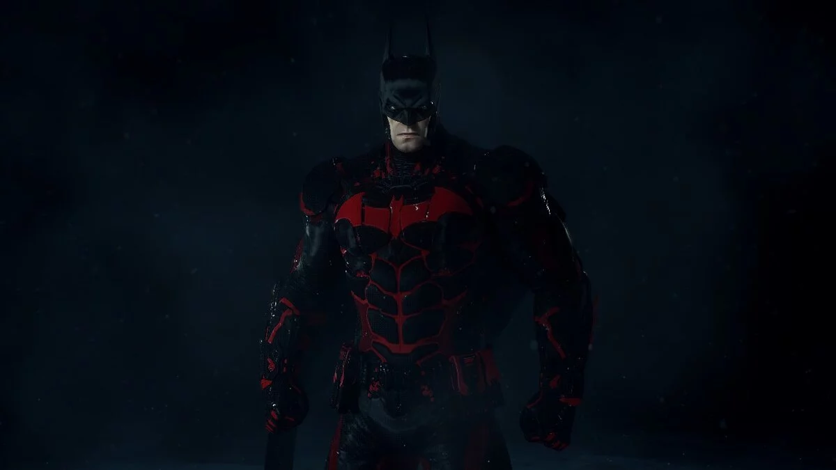 Batman: Arkham Knight — Conjunto de trajes negros y rojos.