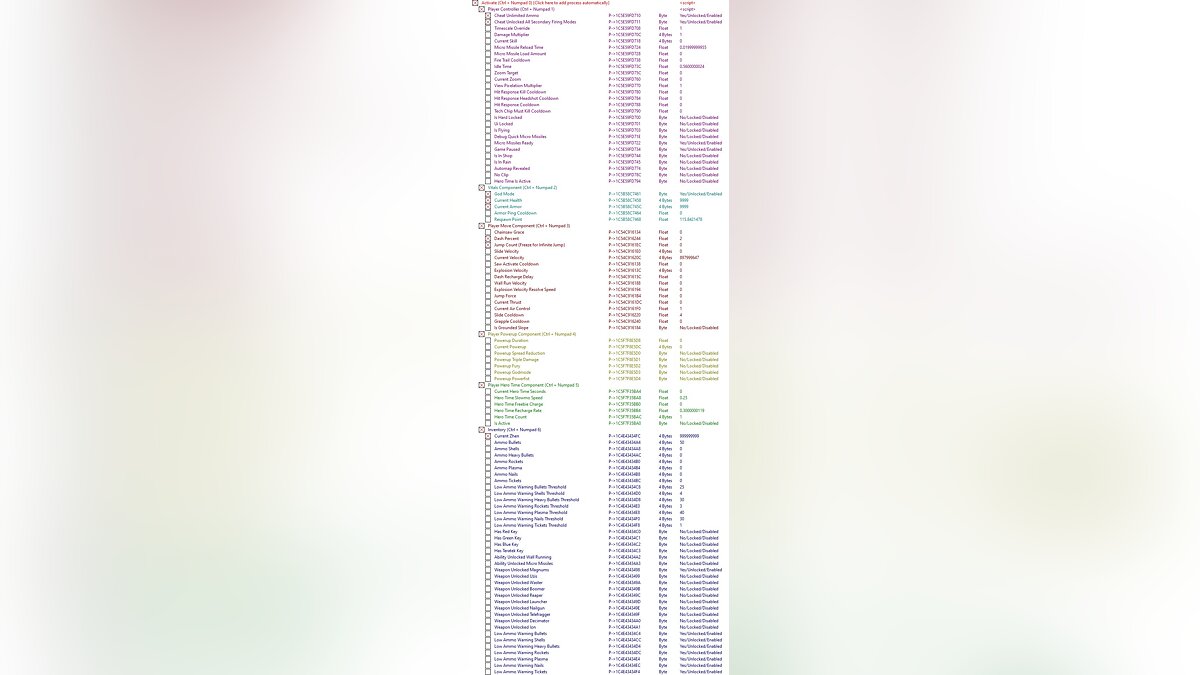 Turbo Overkill — Table for Cheat Engine [Build.8606694]