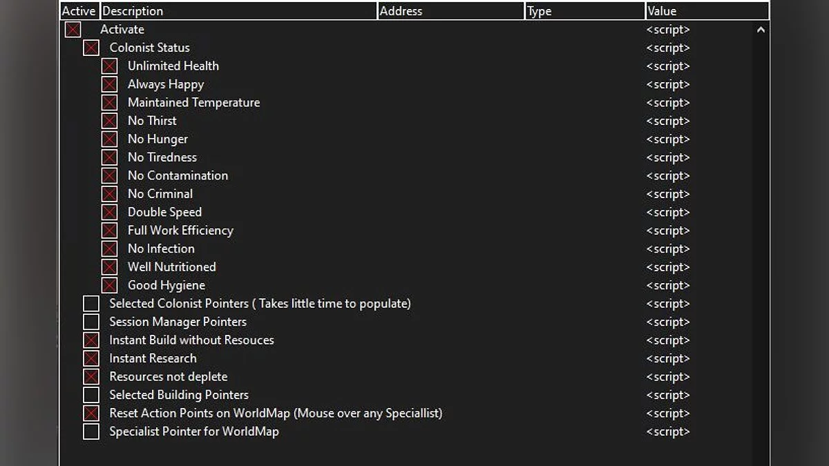 Surviving the Aftermath — Table for Cheat Engine [1.22.0.4460]