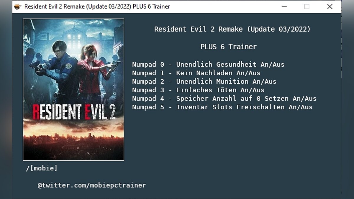 Resident Evil 2 — Trainer (+6) [UPD: 03.2022]
