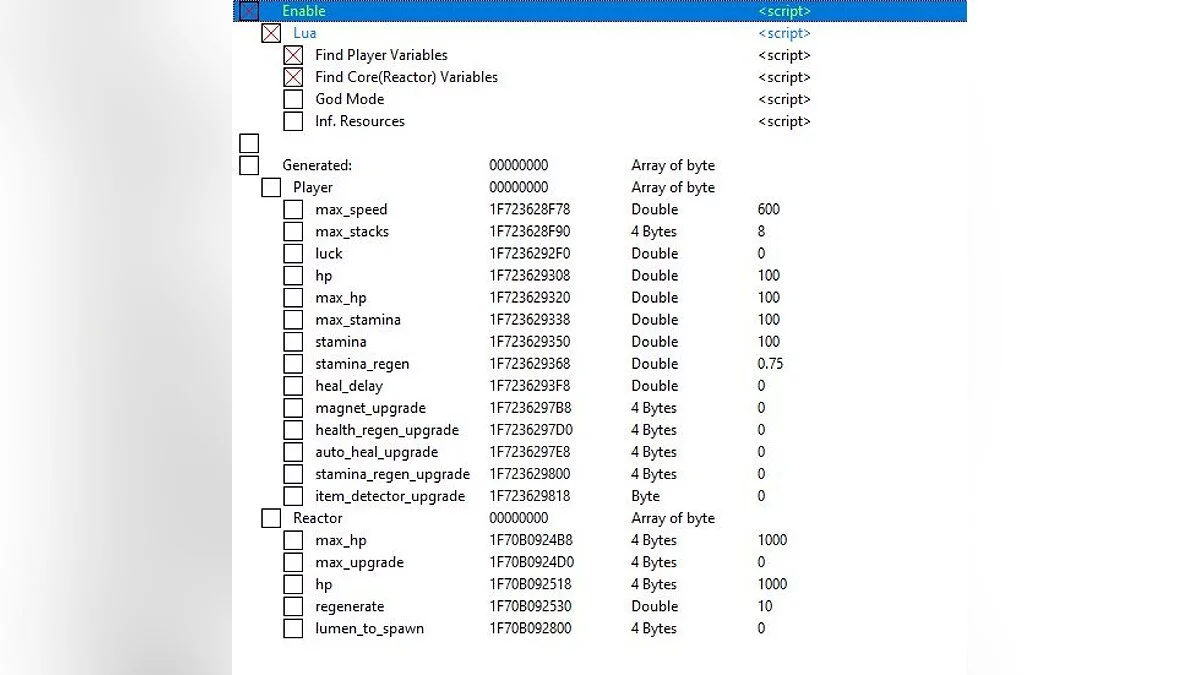Lumencraft — Таблиця для Cheat Engine [UPD: 26.04.2022]