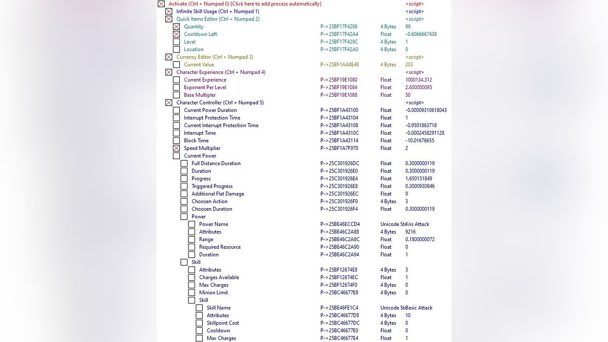 Ghostlore — Table for Cheat Engine [0.309b]