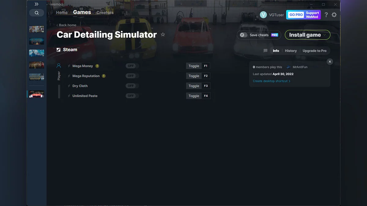 Car Detailing Simulator — Trainer (+4) from 04/30/2022 [WeMod]