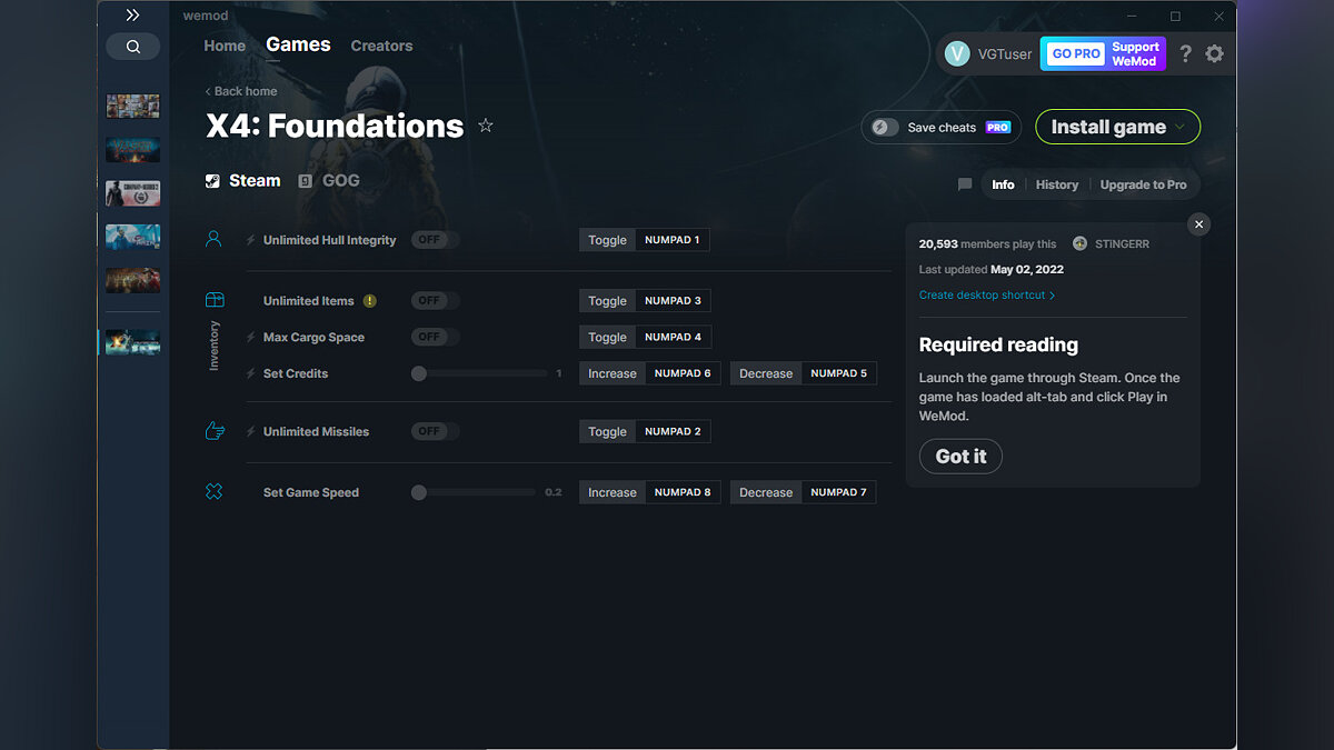 X4: Foundations — Trainer (+6) from 05/02/2022 [WeMod]