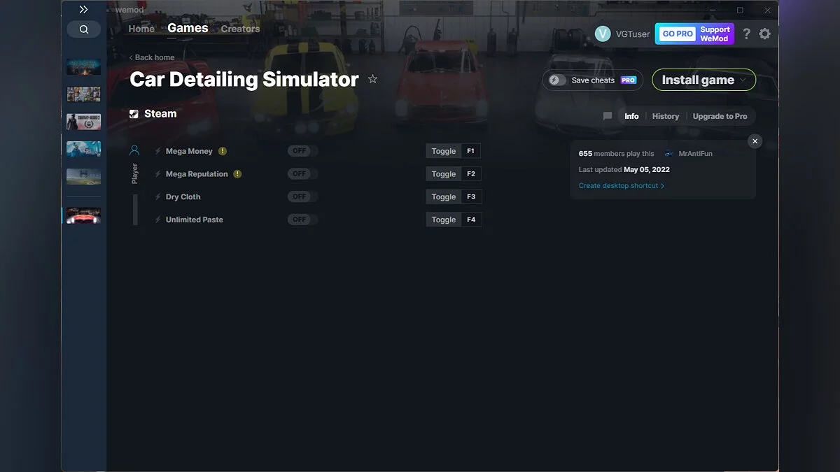 Car Detailing Simulator — Trainer (+4) from 05/05/2022 [WeMod]