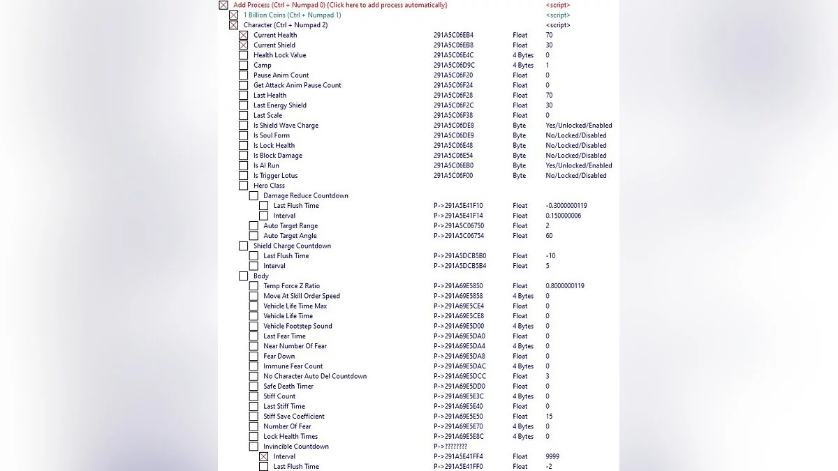 Otherworld Legends — Tabla para Cheat Engine [4.2.9]