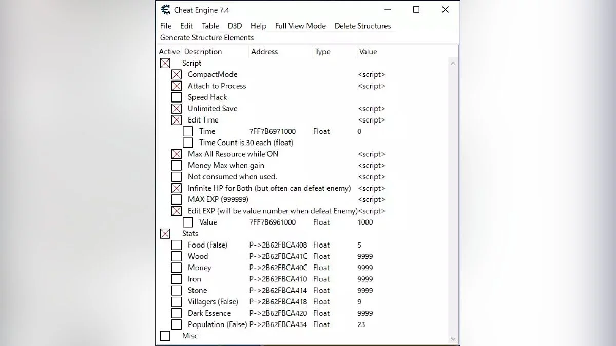 Age of Darkness: Final Stand — Table for Cheat Engine [0.6.2.319]