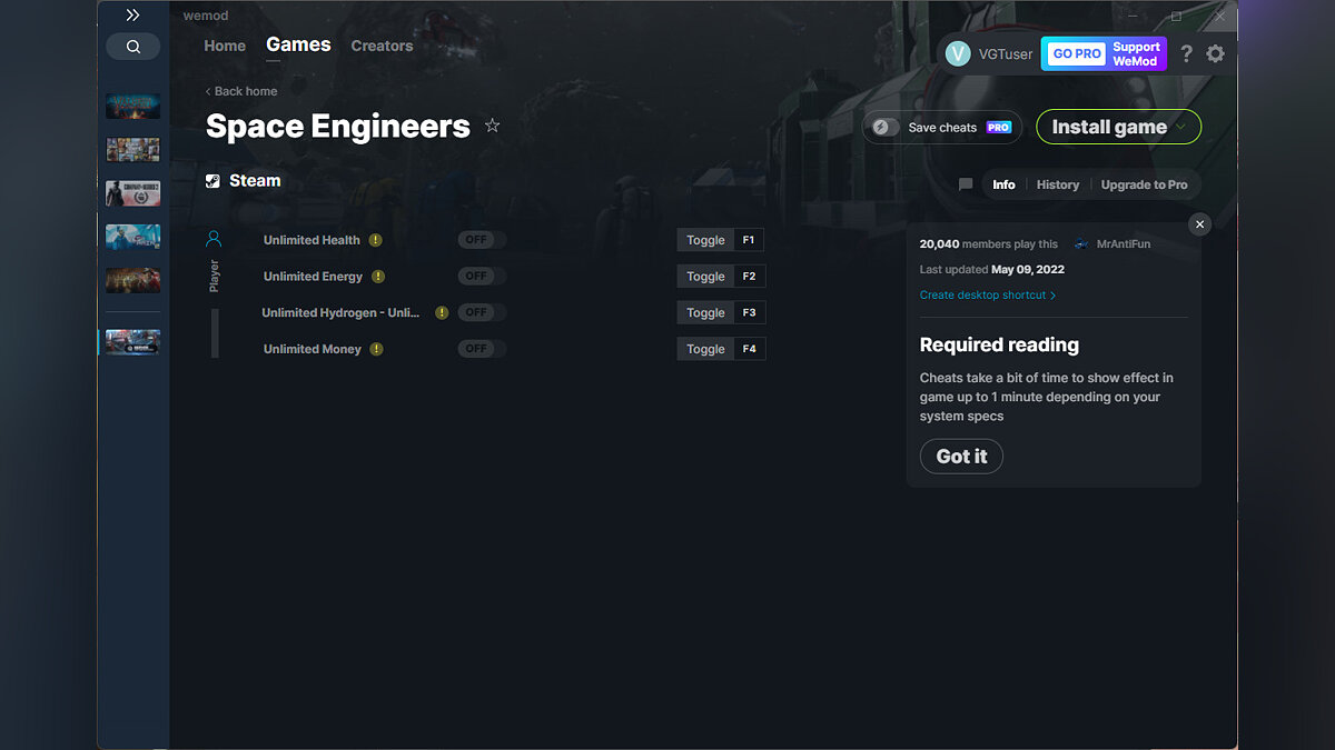 Space Engineers — Trainer (+4) from 05/09/2022 [WeMod]