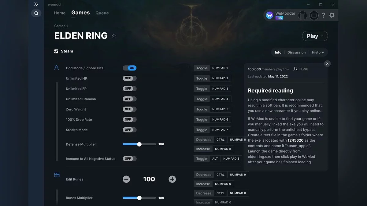 Elden Ring — Trainer (+34) from 05/11/2022 [WeMod]