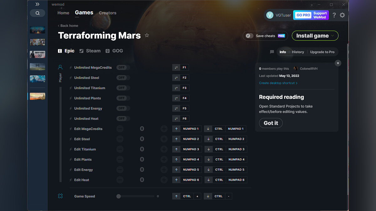 Terraforming Mars — Trainer (+13) from 05/13/2022 [WeMod]