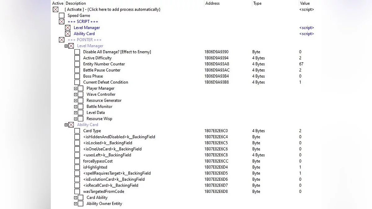 Tabla para Cheat Engine [UPD: 13/05/2022]