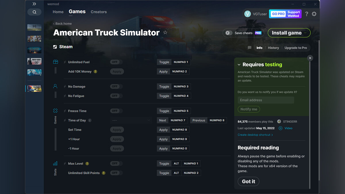 American Truck Simulator — Trainer (+11) from 05/15/2022 [WeMod]