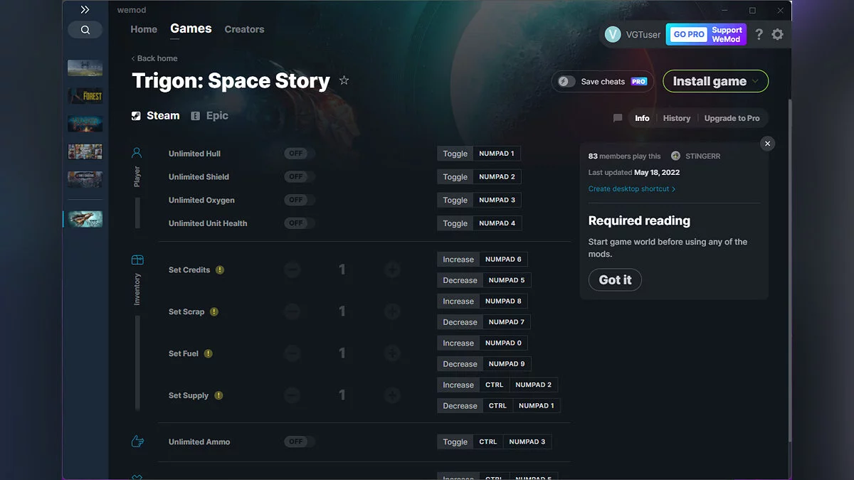 Trigon: Space Story — Trainer (+10) from 05/18/2022 [WeMod]