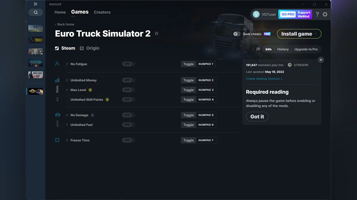 Euro Truck Simulator 2 — Entrenador (+7) del 19/05/2022 [WeMod]