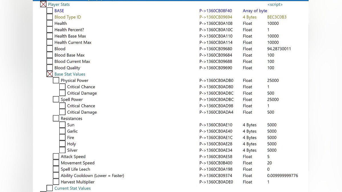 V Rising — Table for Cheat Engine [UPD: 05/19/2022]