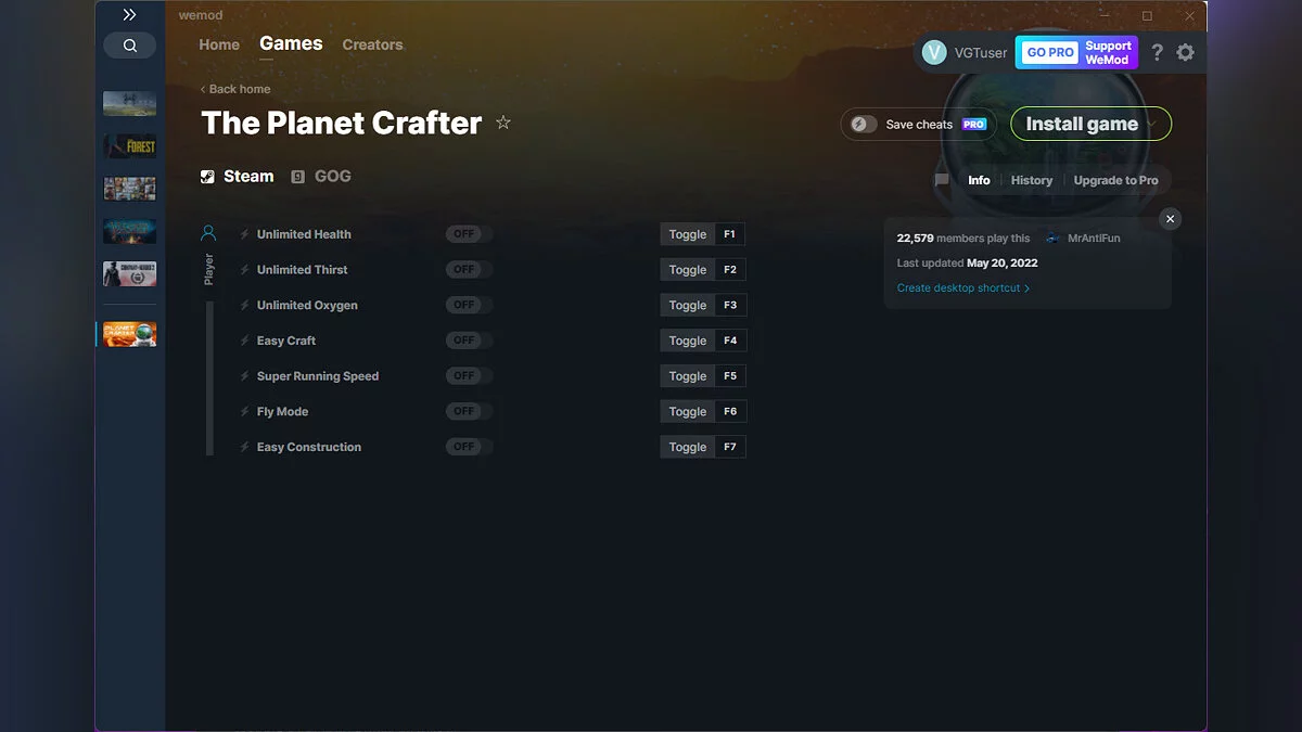 The Planet Crafter — Trener (+7) od 20. 5. 2022 [WeMod]