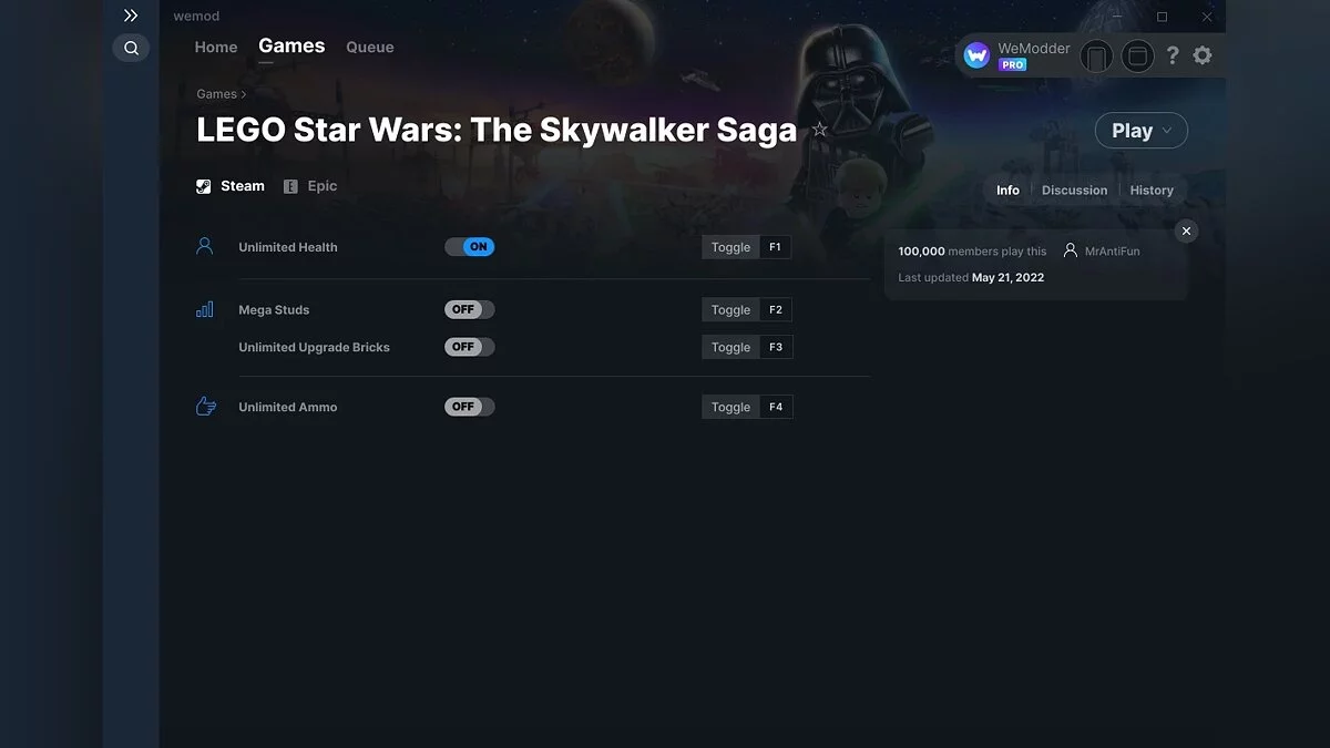 Lego Star Wars: The Skywalker Saga — Trainer (+4) from 05/21/2022 [WeMod]